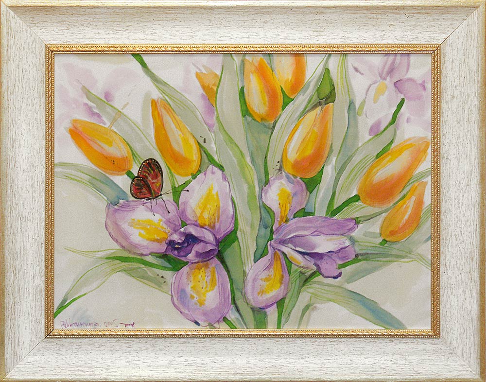 Silk painting irises